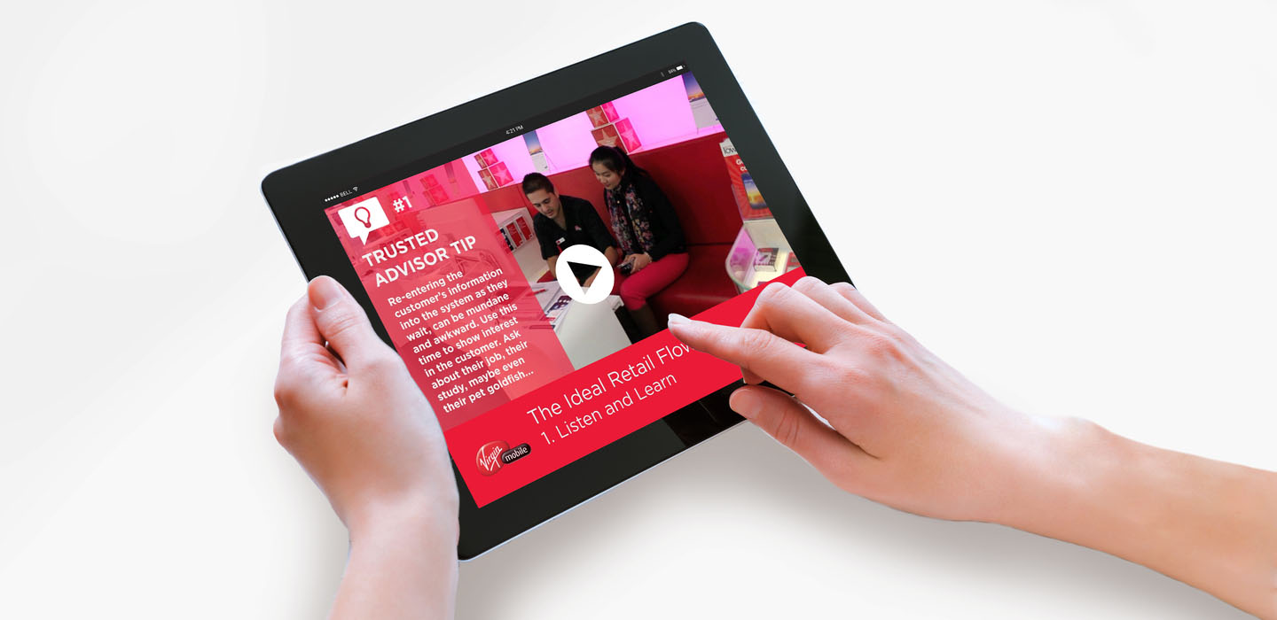 Virgin Mobile viewing trusted advisor tip being viewed on an iPad