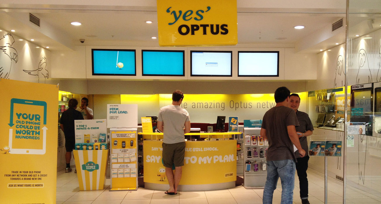 Optus shop with customers being served