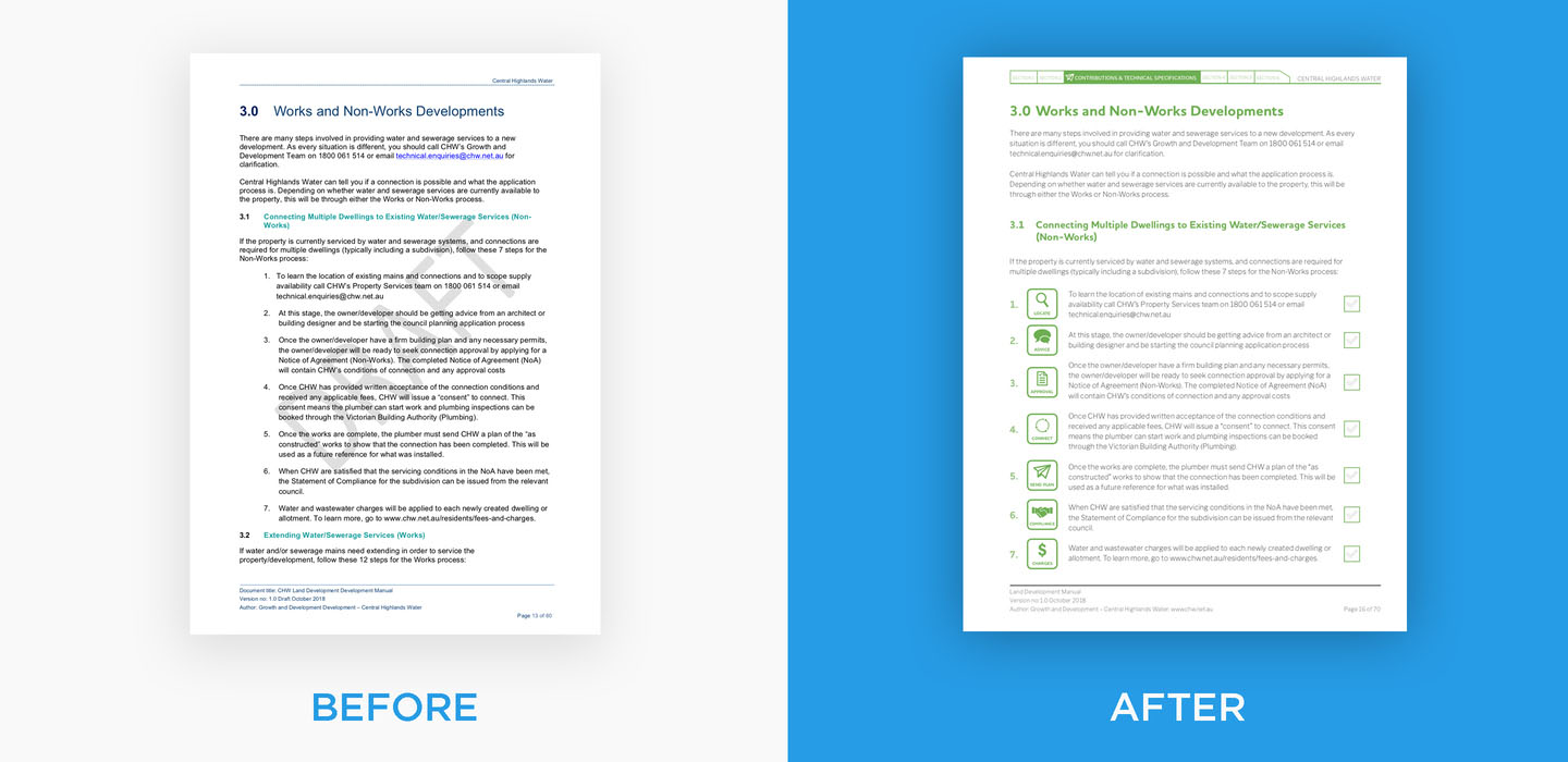 Before and after example of Proto's effective written communication design