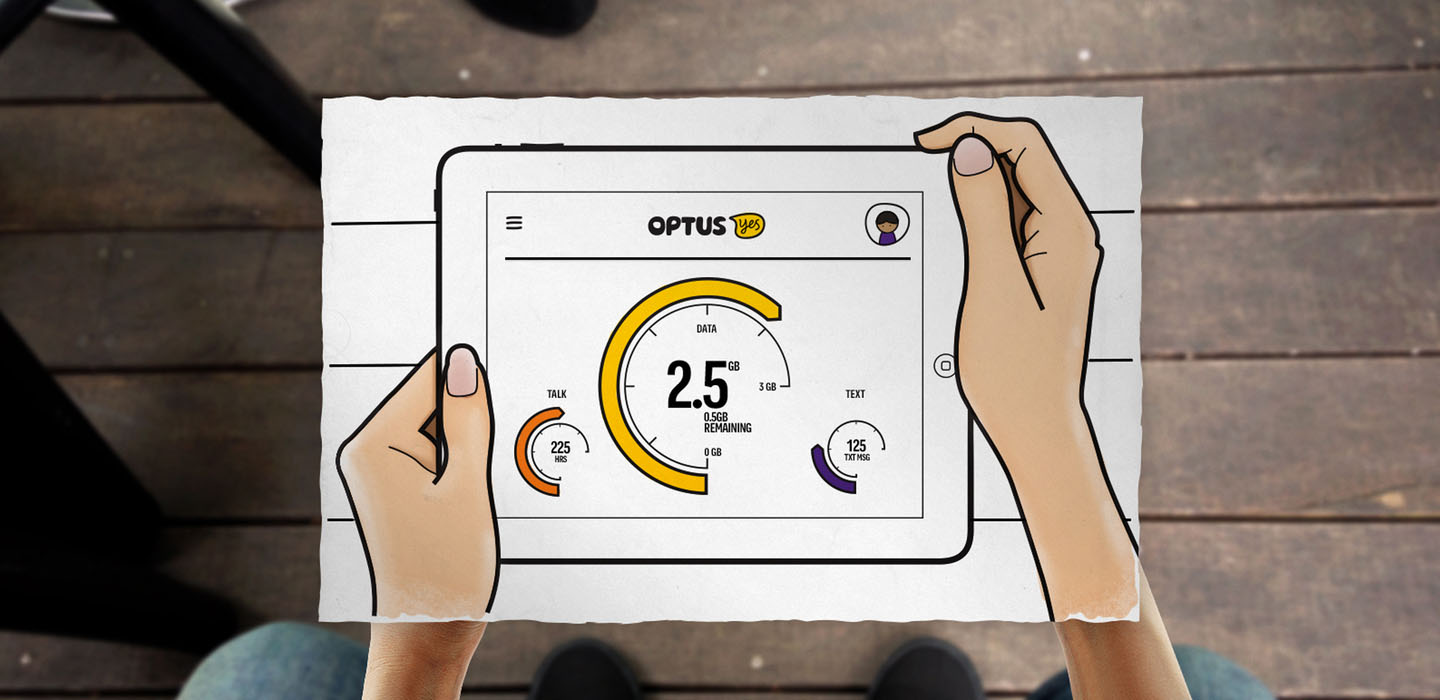 Optus graphic of data presented on an ipad