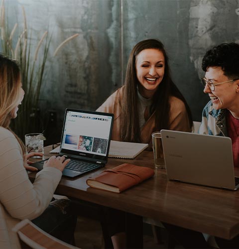 Employees working together in an office