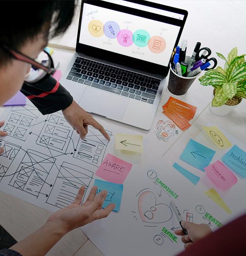 Team in a workshop redesiging service